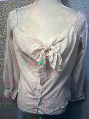 Free People Hello Beautiful Off Shoulder Linen Knit Top Tie Front S NEW Nautical thumbnail 1