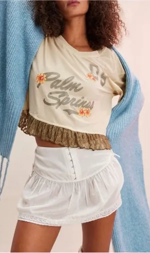 NWT Free People FP Intimately You Wish Graphic Tee - Khaki Chino Combo - Medium thumbnail 1