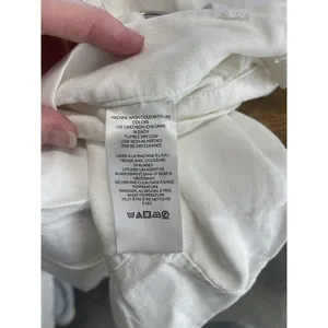 Anthropologie Pilcro Tucked-Knee Tapered Trousers Linen Size 29 White‎ thumbnail 8