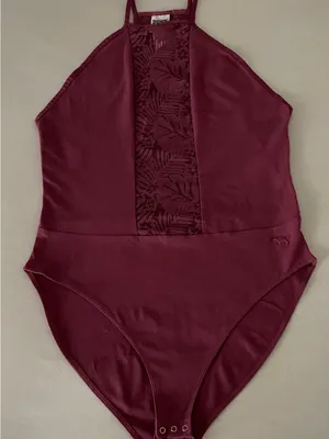 NWT Victoria's Secret PINK Deep Berry Halter Lace Bodysuit L thumbnail 2