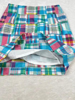 Talbots Petite Madras Patchwork Plaid A-Line Skirt Multicolor Cotton 4P thumbnail 5