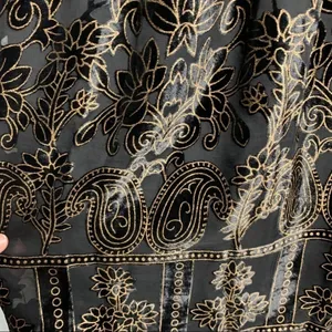 Sadie X Sage Black Gold Velvet Floral Halter Neck Dress‎ Small NWT thumbnail 5