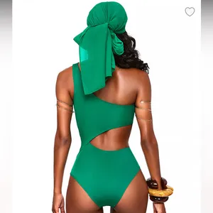 B Fyne New One Shoulder Green Swimsuit Swimwear Beach Pool Emerald green‎ NWOT thumbnail 3