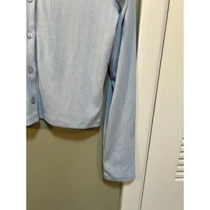 Divided H&M Womens Sz Large LightBlue Pointelle Jersey Cardigan Sweater Crewneck thumbnail 5