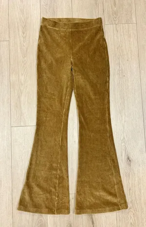 Aerie Mustard Gold Corduroy Flare Leggings High Waisted Size M Long Ribbed Pants thumbnail 1