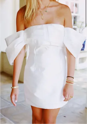 Triple Threads Elina Puff Sleeve White Mini Dress thumbnail 1