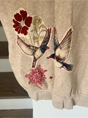 Free People Grandma's Garden Hoodie Zip Up Sweatshirt in Tea Overdye Gray NWT thumbnail 8