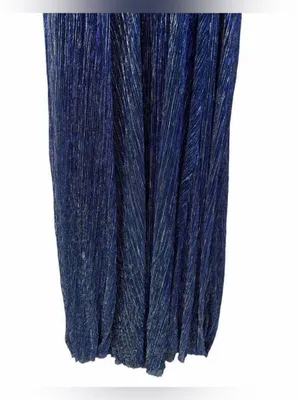 Luxxel Lulus Magical Looks Sparkly Maxi Dress Navy Blue Deep V-Neck Metallic Gown NWT S thumbnail 9