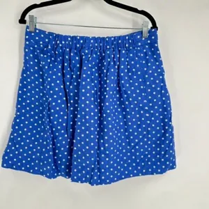 J CREW Mini Skirt Blue White Linen Polka Dot‎ Drawstring Size 8 Pull on Feminine thumbnail 3