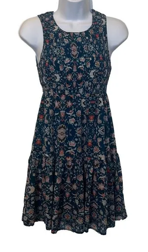 Princess Vera Wang Blue Pink Floral Tiered Ruched Sleeveless Dress Small Juniors thumbnail 1