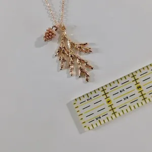 NEW Rose‎ Gold Pinecone Pine Bough Pendant Necklace Nature Outdoors Trees thumbnail 4