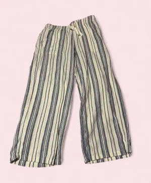 Roxy Striped Wide-Leg Cropped Pants in Navy and Cream thumbnail 1