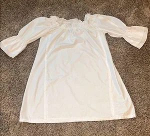 Liv & Laf Women’s White Hobo Peasant 3/4 Sleeve Dress XS thumbnail 1