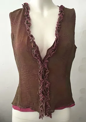 Y2K Silk Floral Fairy Top S Silk Ruffled Romantic Coquette Boho Hippie Celestial thumbnail 1
