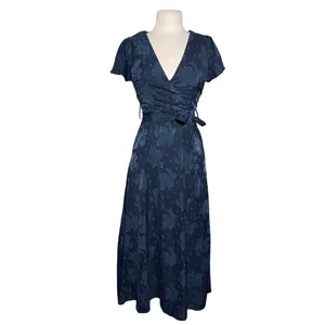 LULUS Compelling Love Navy Blue Floral Burnout Belted Maxi Dress thumbnail 3