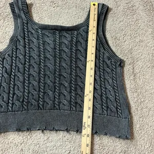Böhme Gray Cable Knit Sweater Vest Sleeveless‎ Cotton Distressed MWT4099 S thumbnail 6