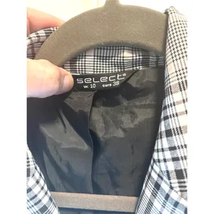 Select Plaid Blazer Women's Size UK 10 / EUR 38 Y2K Black White Peach Jacket thumbnail 3