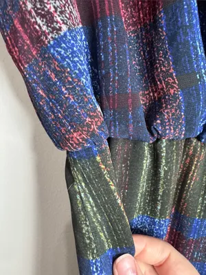 Anthropologie HD in Paris Andaz Plaid Maxi Chiffon Dress Cinched Waist size 4 thumbnail 10