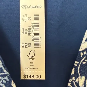 Madewell Blue White Floral Tiered Mini Dress Long Sleeve NS128 Size 00 NWT thumbnail 9