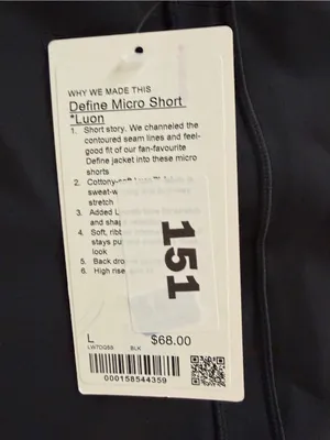Lululemon Define Luon Micro Shorts size Large black NWT thumbnail 6