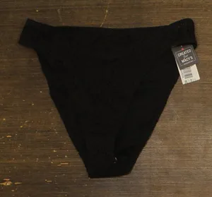 NWT Bar III Crochet High-Rise Side Tab Bikini Swim Bottom MBGC25557 Black L thumbnail 1