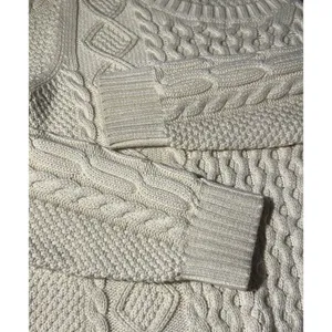 L L Bean Chunky Cable Knit Sweater Cream 3 Button Shoulder Cozycore Size Med. thumbnail 11