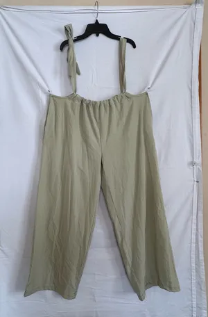 Tie-Strap Wide Leg Jumpsuit in Sage Green thumbnail 1