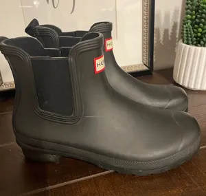 Hunter Original Black Short Chelsea Rain Boots Size 7 thumbnail 1