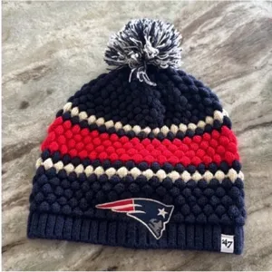 Patriots Fan Knit Beanie - Navy, Red, and Cream thumbnail 1