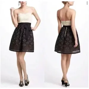 Anthropologie Meadow Rue Battenberg Lace Strapless‎ Dress Coquette US Size 0 thumbnail 2