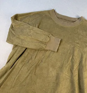 Aerie Womens Oversized Crewneck Sweatshirt Olive Green Textured Fleece M thumbnail 1
