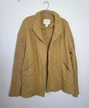 Cynthia Rowley Wool Blend Cardigan Shawl Collar Sweater Golden Mustard Small thumbnail 1