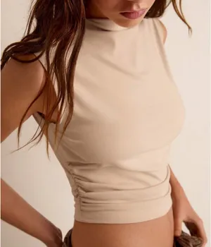 Khaki Ruched Tank Tan Size XS thumbnail 1