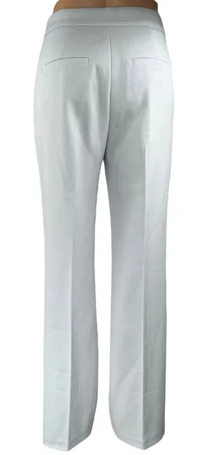 BCBGMAXAZRIA Women's White High Waisted Straight Leg Trouser Dress Pants Size 0 thumbnail 1