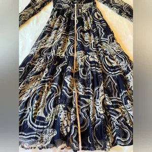 Painter Johnson for V-neck Textured Midi Dress Navy Size XSP NWT thumbnail 8
