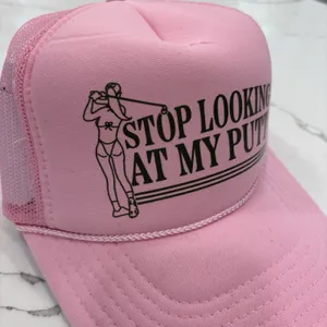 Stop Looking At My Putt Golf Trucker Hat Womens Pink NEW Adjustable thumbnail 2