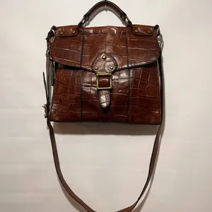 Fossil Crossbody Bag‎ Croc Embossed Leather Brown Women Small ZB5438 thumbnail 2