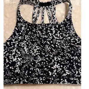 Lululemon Free To Be Serene High Neck Bra Black White Polka Dot Floral Strappy 2 thumbnail 3