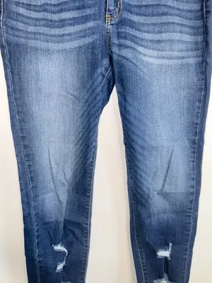 KanCan Frayed Ankle Skinny Jeans Dark Wash High Rise Distressed thumbnail 5