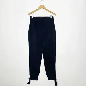 Abercrombie & Fitch Black Pants Tie Ankle Black Joggers Size Medium High Waist thumbnail 6