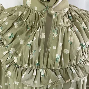 We Wore What New Floral Tie Neck Long Sleeve High Low Dress Green Size Small thumbnail 6