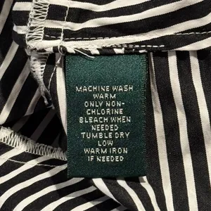 Lauren Ralph Lauren Top Preppy Business Casual Office Button Up Stripe Black 10 thumbnail 4