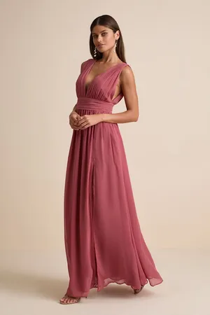 NWOT Lulus Heavenly Hues Desert Rose Maxi Dress in Desert Rose Size Medium MSRP $99 thumbnail 4