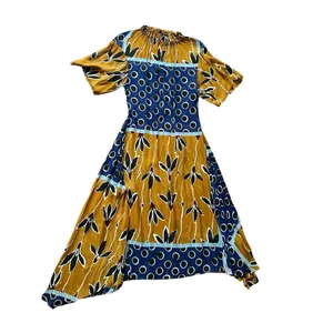 ZARA Navy Mustard White‎ Floral Sheer Tie Waist Midi Dress Sz XS thumbnail 9