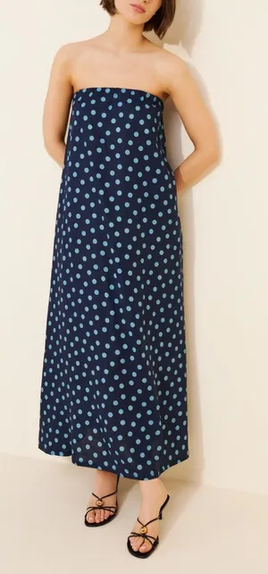 Anthropologie Linen Blend Strapless Dress thumbnail 1