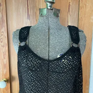J. Valdi Black Net Crochet Swim Coverup or Layering Tank Dress 💚🎀 thumbnail 2