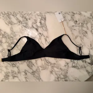 NWT Quince Black Italian v-neck bikini top Sz L thumbnail 8