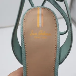 Sam Edelman Sandals Womens 8 Strappy Block Heel Blue Square Toe Textured Good thumbnail 6