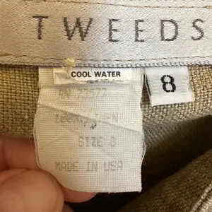 Tweeds Vintage 100% Linen Sheath Dress Khaki Sleeveless USA Sz 8 Career 90s thumbnail 5