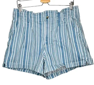 striped paper bag waist mom shorts size 14 thumbnail 1
